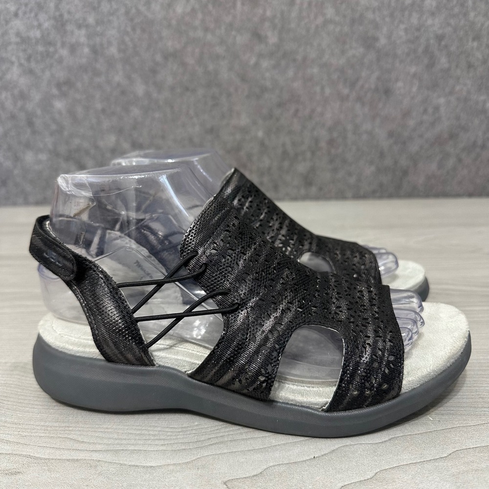 JBU Jambu Francis Sandals Womens 7 Gray Black Laser Cut Slingback Bungee - Picture 3 of 10
